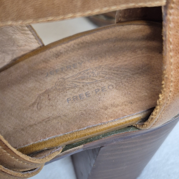 Free People X Jeffrey Campbell Asher Distressed Leather Stack Heel Sandal SIZE 8 - Picture 4 of 11